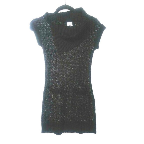 CrazyStyx Other - Girls Sweater Dress Cowl neck L (14/15) Black Shimmery Stretchy Envelope neck